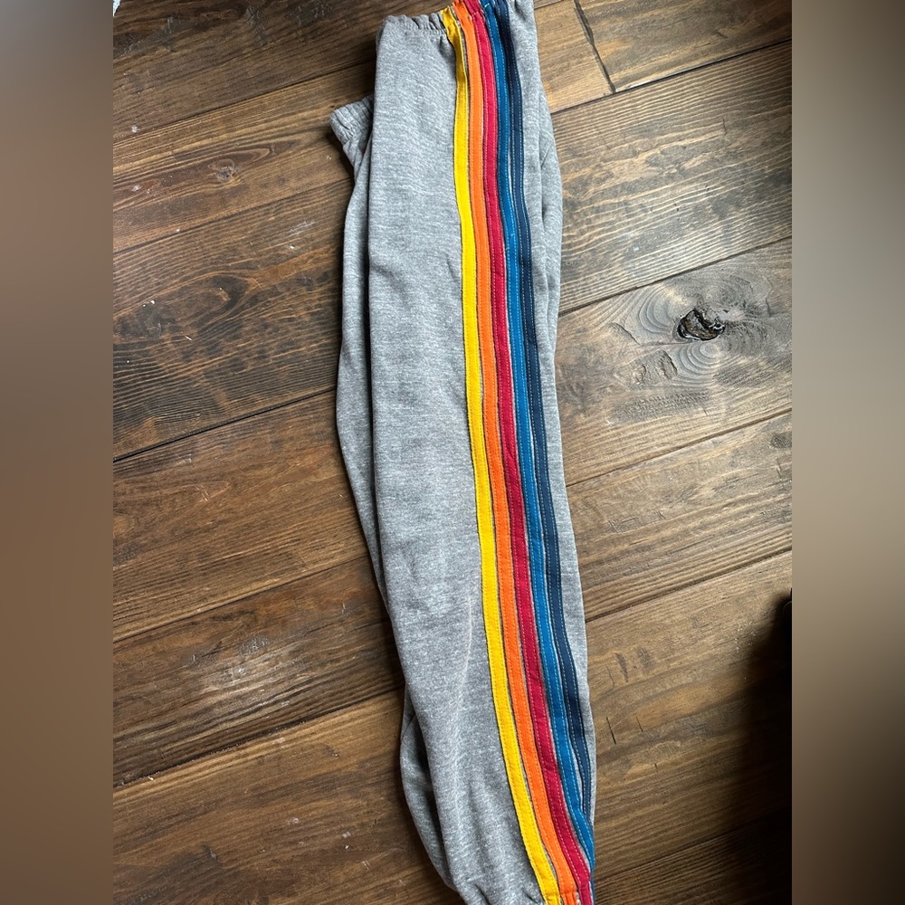 avaitor nation grey sweatpants with rainbow stripe - Picture 2 of 2